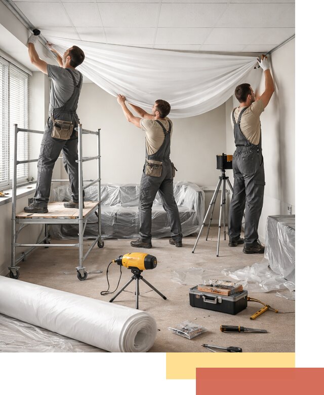 Монтаж натяжного потолка в офисе в Сердобске