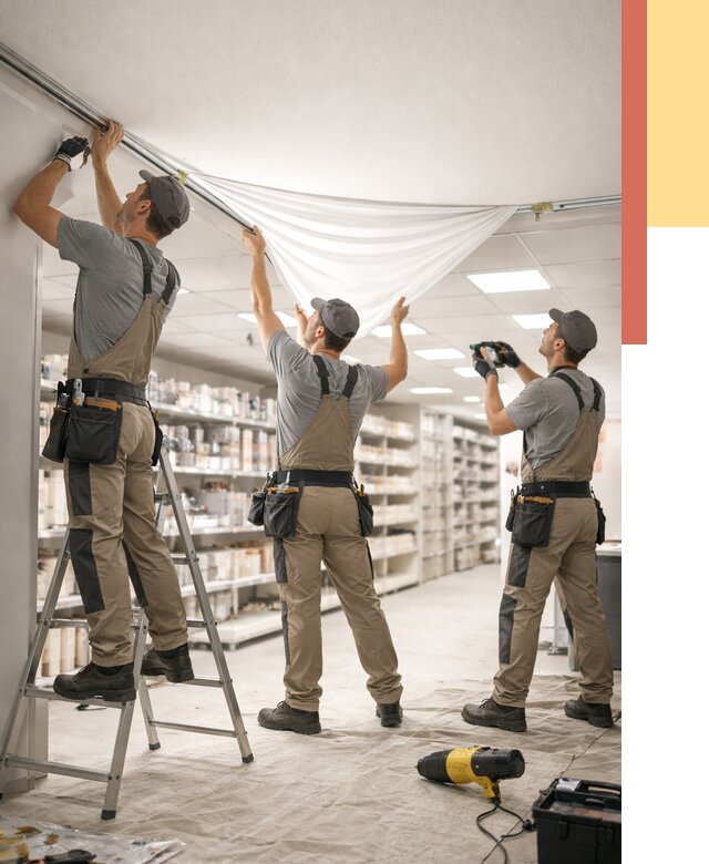 Монтаж натяжного потолка в магазине в Сердобске от 4550 руб. быстро и недорого | ОТДЕЛОЧНИК-Срд