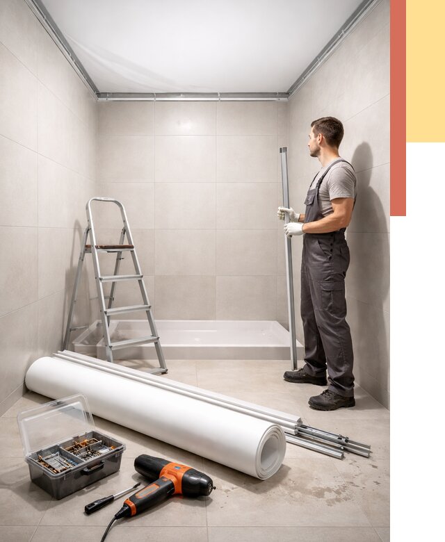 Монтаж натяжного потолка в санузле в Сердобске от 1871 руб. — ОТДЕЛОЧНИК-Срд