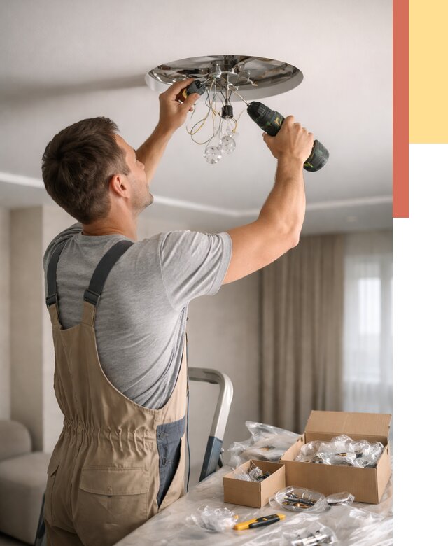 Установка люстры в натяжной потолок в Сердобске от 1213 руб. | Быстро и недорого — ОТДЕЛОЧНИК-Срд