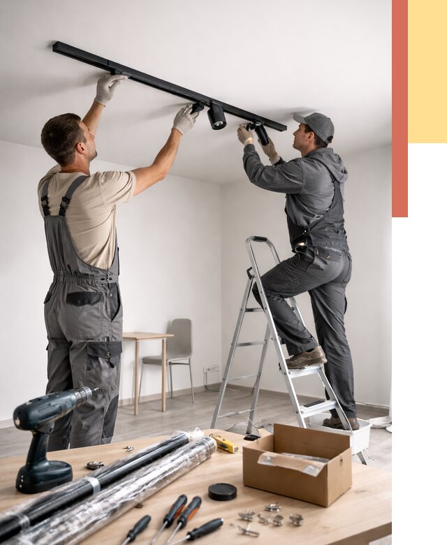 Установка трековых светильников в натяжной потолок в Сердобске от 4247 руб. | ОТДЕЛОЧНИК-Срд