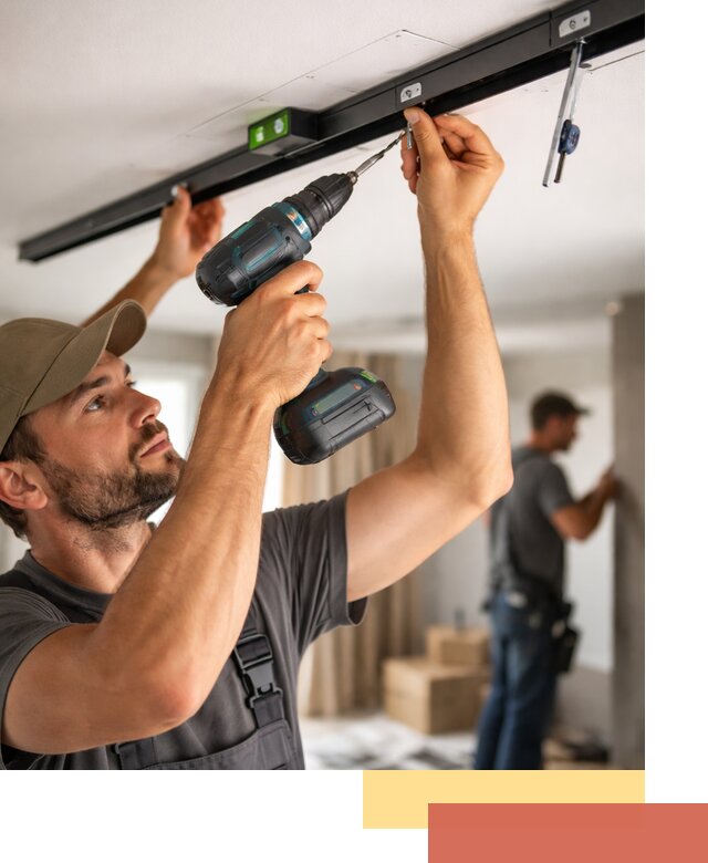 Установка трековых светильников в натяжной потолок в Сердобске