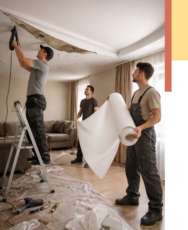 Замена полотна натяжного потолка в Сердобске от 9605 руб. быстро и недорого | ОТДЕЛОЧНИК-Срд