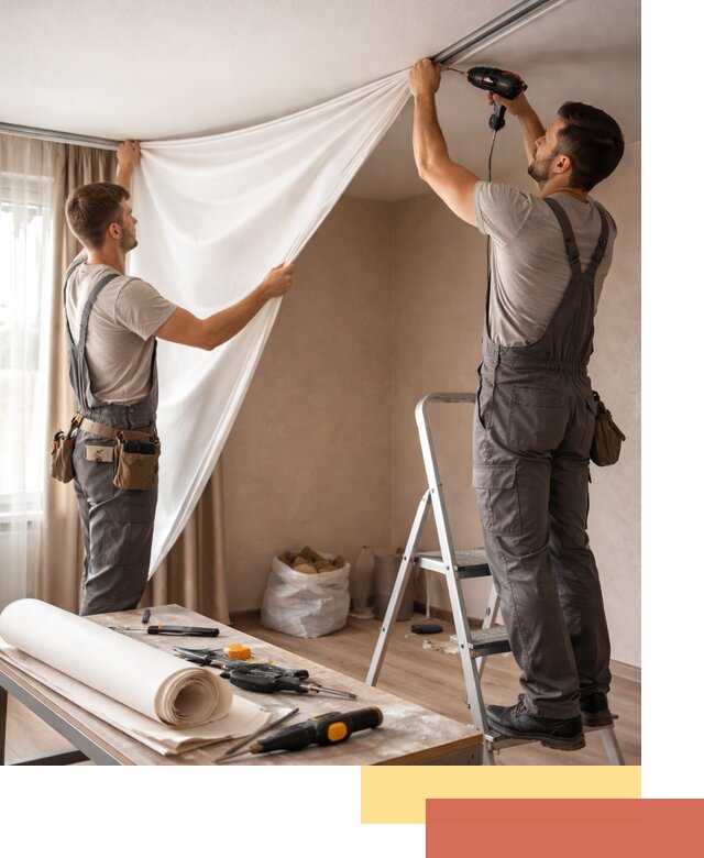 Замена полотна натяжного потолка в Сердобске быстро и качественно