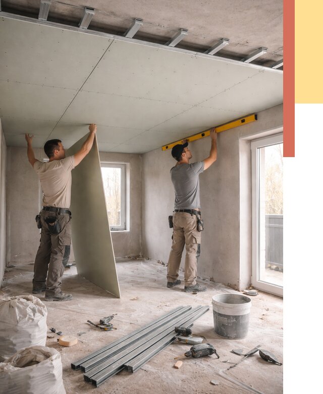 Одноуровневый потолок из гипсокартона в Сердобске от 758 руб. — монтаж под ключ | ОТДЕЛОЧНИК-Срд