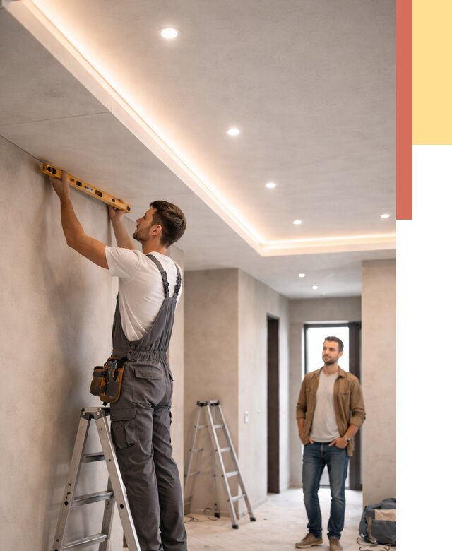 Потолок из гипсокартона с подсветкой в Сердобске от 758 руб./м2 под ключ | ОТДЕЛОЧНИК-Срд