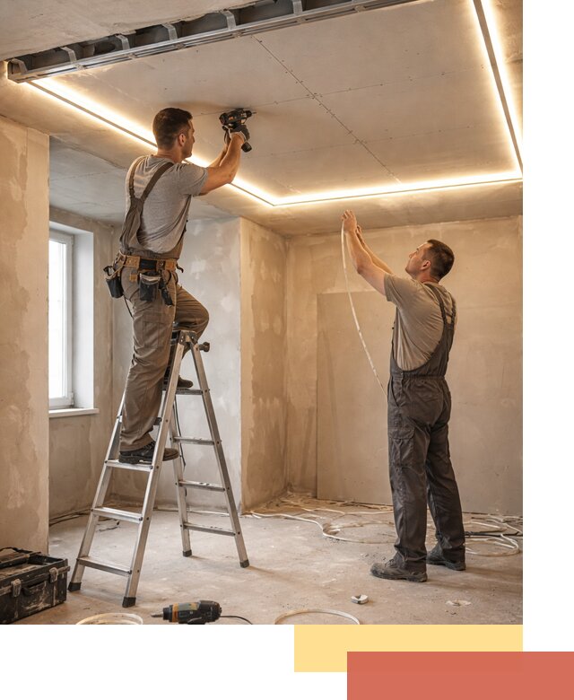 Потолок из гипсокартона с подсветкой в Сердобске