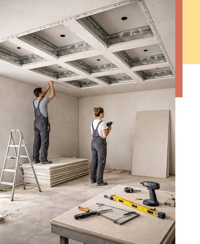 Кессонный потолок из гипсокартона в Сердобске от 1871 руб. — монтаж и под ключ | ОТДЕЛОЧНИК-Срд