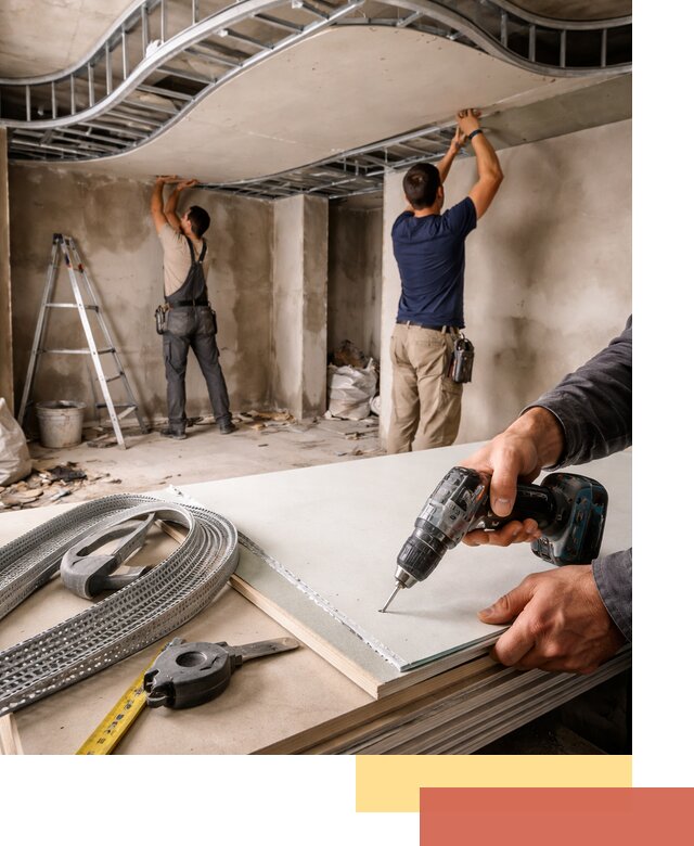 Криволинейный потолок из гипсокартона в Сердобске — монтаж и отделка