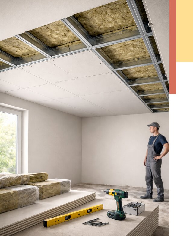 Звукоизоляция потолка ГКЛ в Сердобске от 961 руб. — монтаж под ключ | ОТДЕЛОЧНИК-Срд